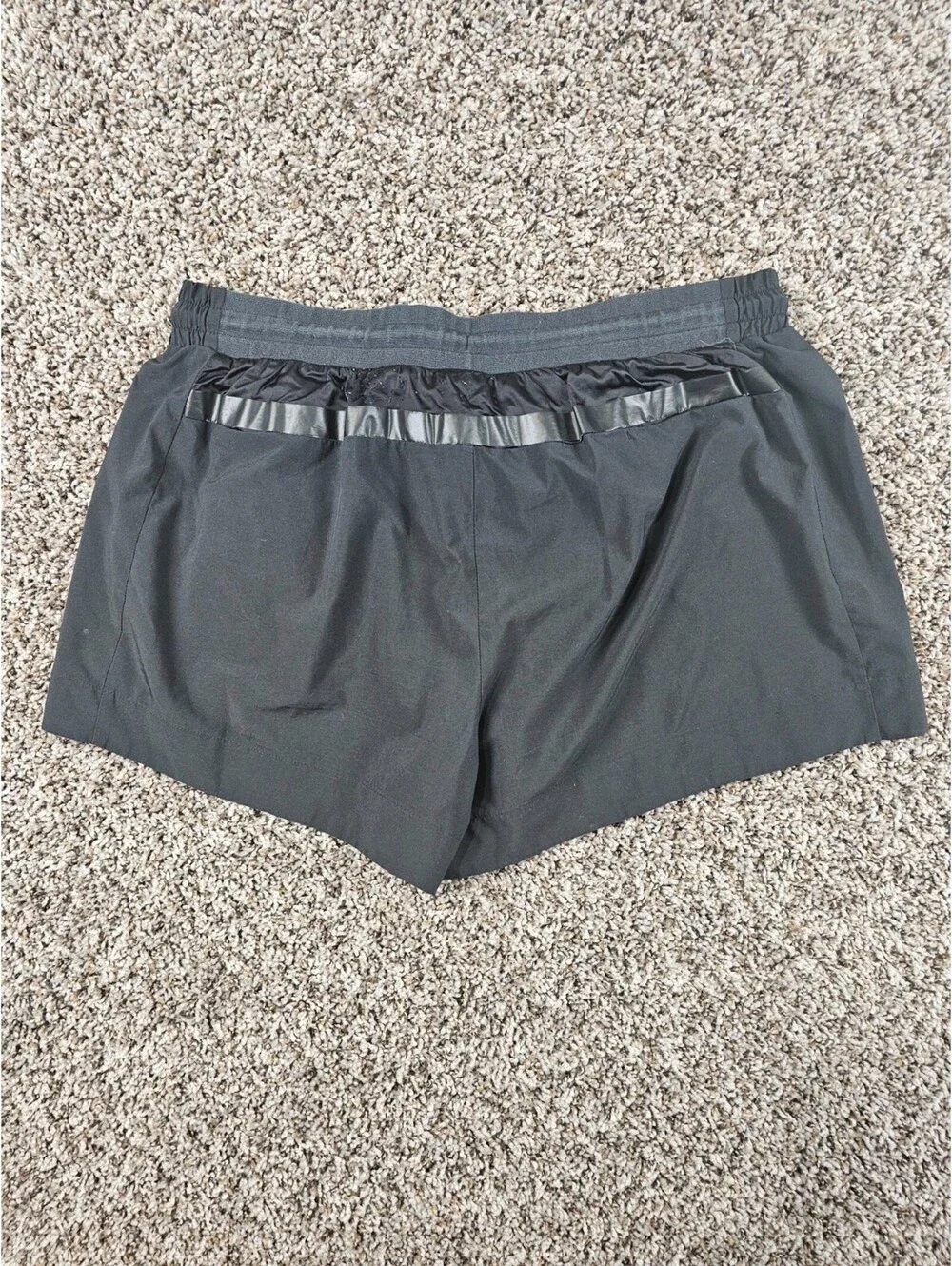 Nike Womens Sz XL Loose Fit Athletic Running Shorts Black Satin Trim